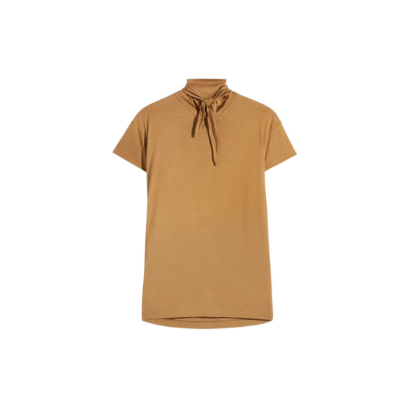 Lemaire Short Sleeve Foulard Top in Viscose Cotton Jersey - Tops - Parisian Minimalist Luxury at Coveti
