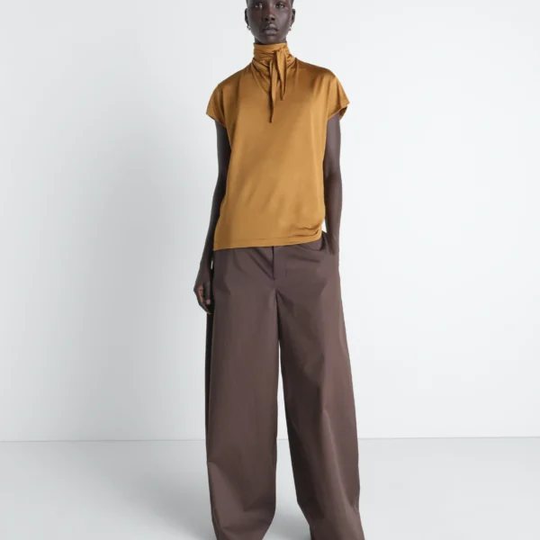 Lemaire Short Sleeve Foulard Top in Viscose Cotton Jersey - Tops - Parisian Minimalist Luxury at Coveti