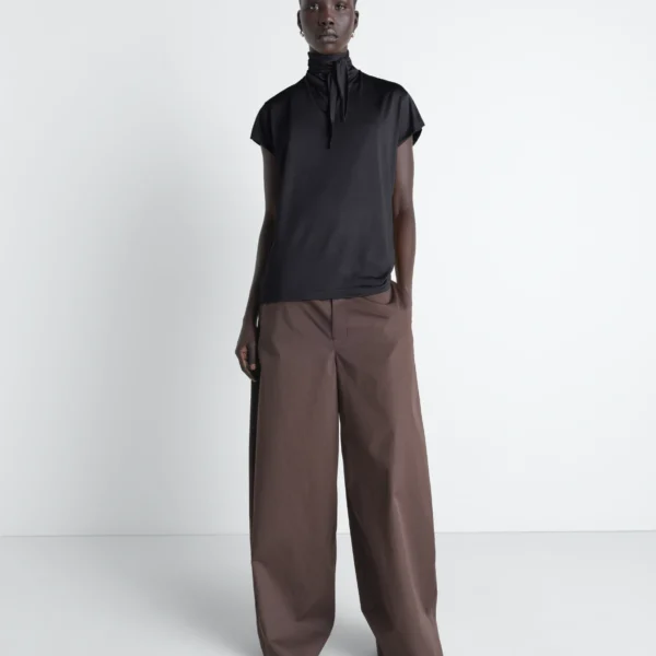 Lemaire Short Sleeve Foulard Top in Viscose Cotton Jersey - Tops - Parisian Minimalist Luxury at Coveti