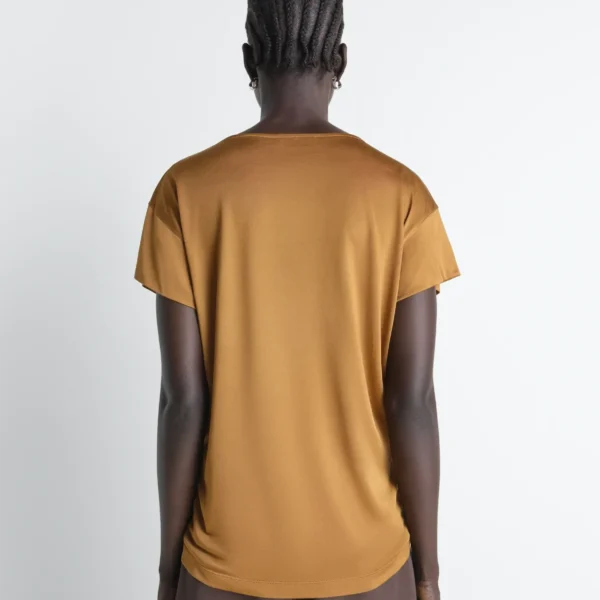 Lemaire Short Sleeve Foulard Top in Viscose Cotton Jersey - Tops - Parisian Minimalist Luxury at Coveti