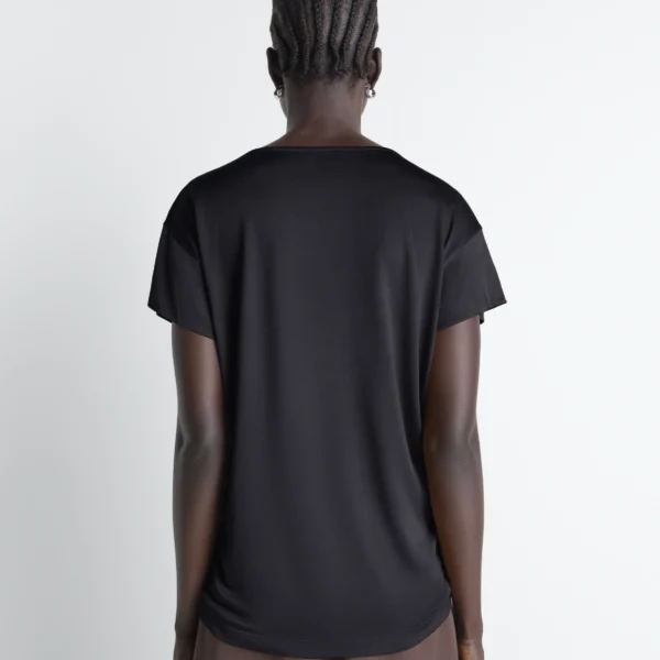 Lemaire Short Sleeve Foulard Top in Viscose Cotton Jersey - Tops - Parisian Minimalist Luxury at Coveti