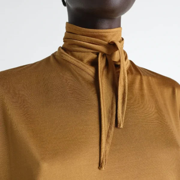 Lemaire Short Sleeve Foulard Top in Viscose Cotton Jersey - Tops - Parisian Minimalist Luxury at Coveti