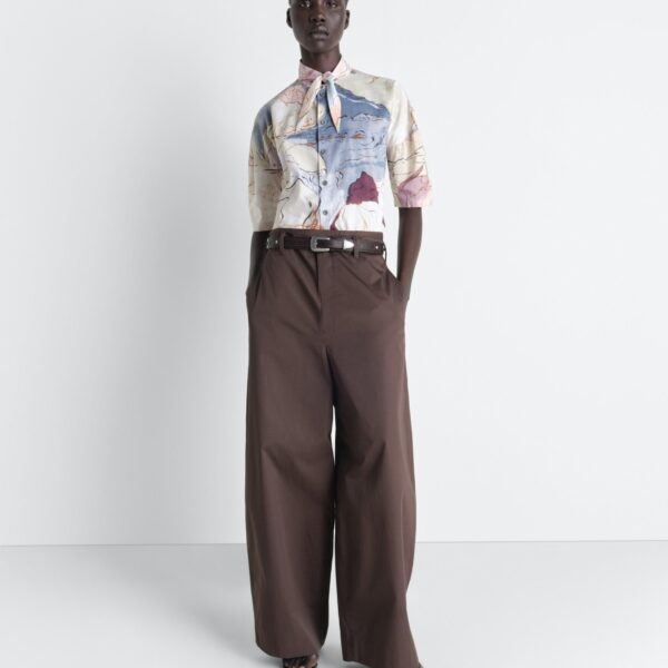 Lemaire Short Sleeve Shirt with Foulard in Aquarel Printed Cotton - Tops - Parisian Minimalist Luxury at Coveti