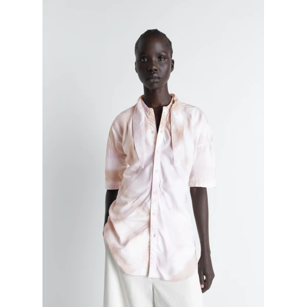 Lemaire Short Sleeve Shirt with Foulard in Viscose Cotton, view 2