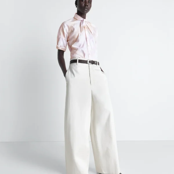 Lemaire Short Sleeve Shirt with Foulard in Viscose Cotton - Tops - Parisian Minimalist Luxury at Coveti