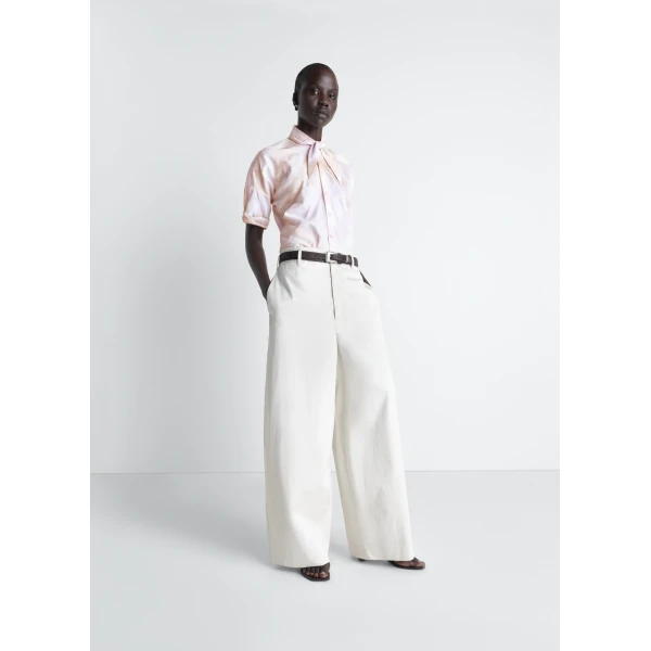 Lemaire Short Sleeve Shirt with Foulard in Viscose Cotton, view 3