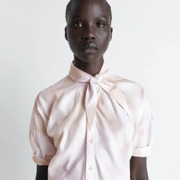 Lemaire Short Sleeve Shirt with Foulard in Viscose Cotton - Tops - Parisian Minimalist Luxury at Coveti