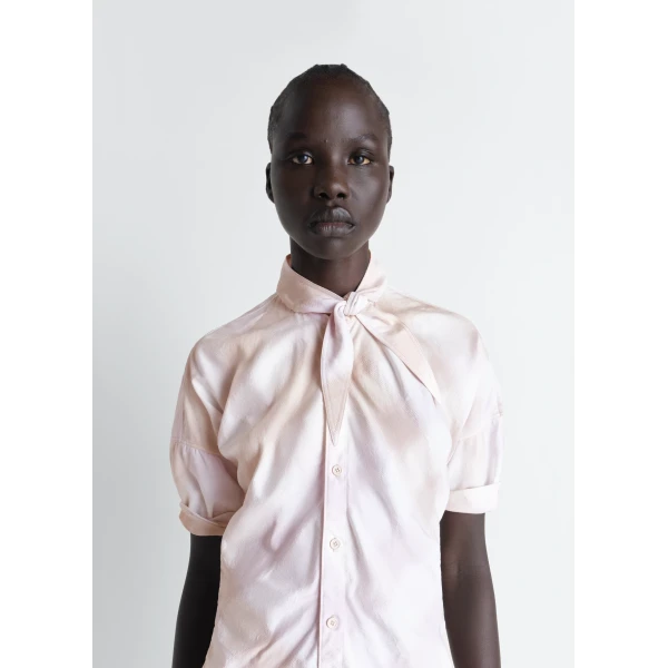 Lemaire Short Sleeve Shirt with Foulard in Viscose Cotton, view 4