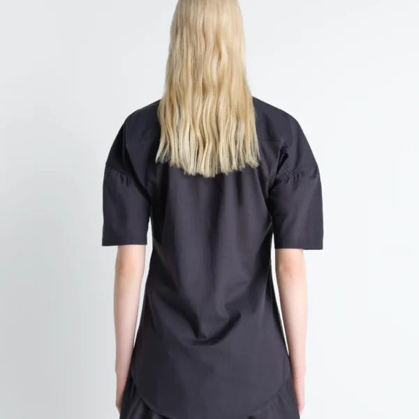 Lemaire Short Sleeve Shirt with Foulard in Washed Cotton Muslin - Tops - Parisian Minimalist Luxury at Coveti