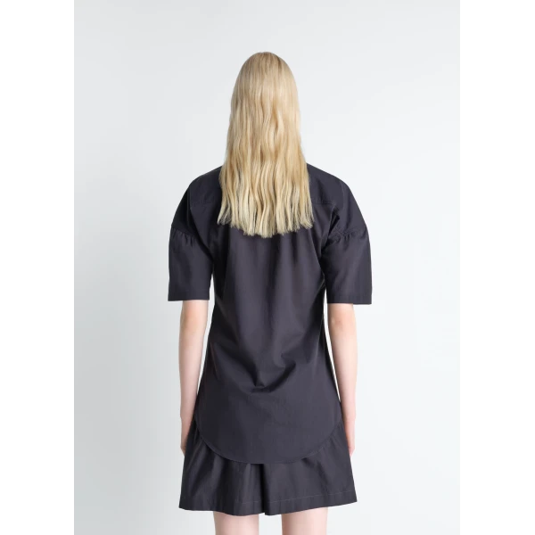 Lemaire Short Sleeve Shirt with Foulard in Washed Cotton Muslin, view 2