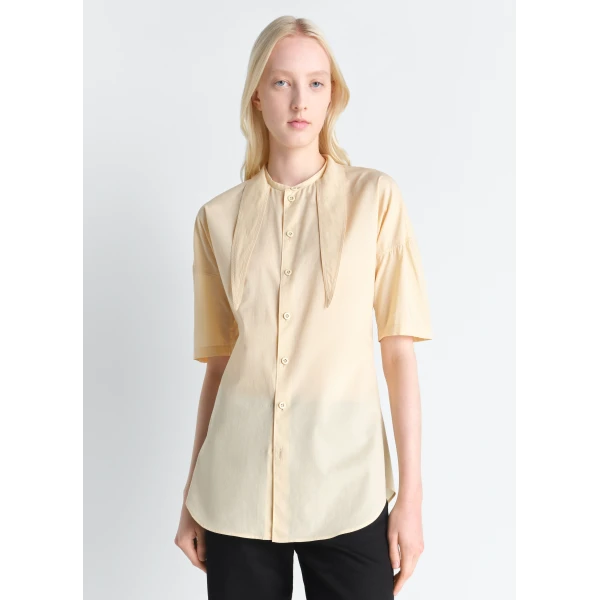 Lemaire Short Sleeve Shirt with Foulard in Washed Cotton Muslin, view 2