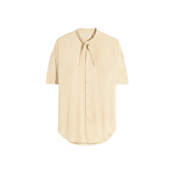 Lemaire Short Sleeve Shirt with Foulard in Washed Cotton Muslin - Tops - Parisian Minimalist Luxury at Coveti