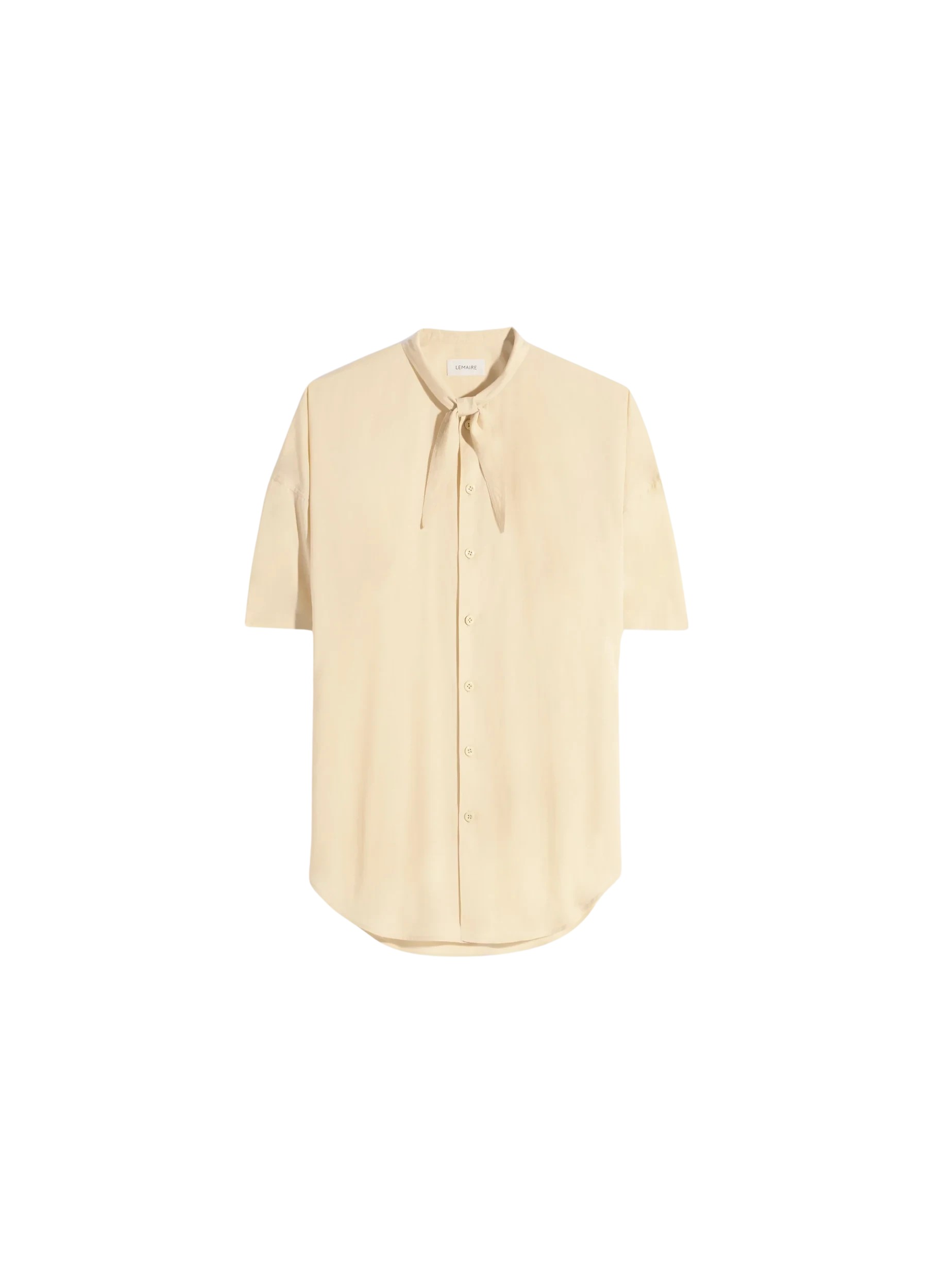 Lemaire Short Sleeve Shirt with Foulard in Washed Cotton Muslin