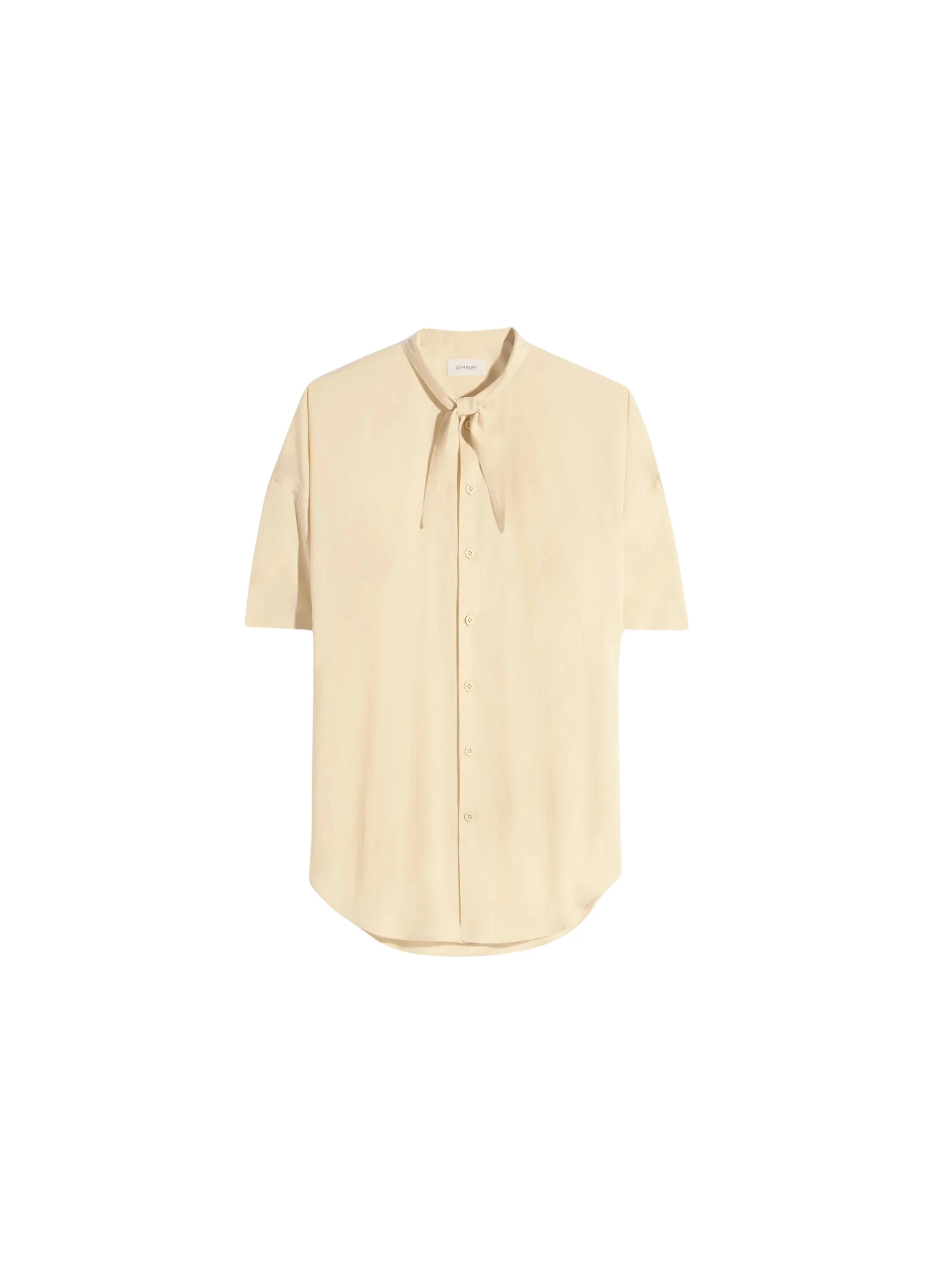 Lemaire-Short-Sleeve-Shirt-with-Foulard-in-Washed-Cotton-Muslin-coveti-627993_nobg Lemaire Short Sleeve Shirt with Foulard in Washed Cotton Muslin - Tops - Parisian Minimalist Luxury at Coveti