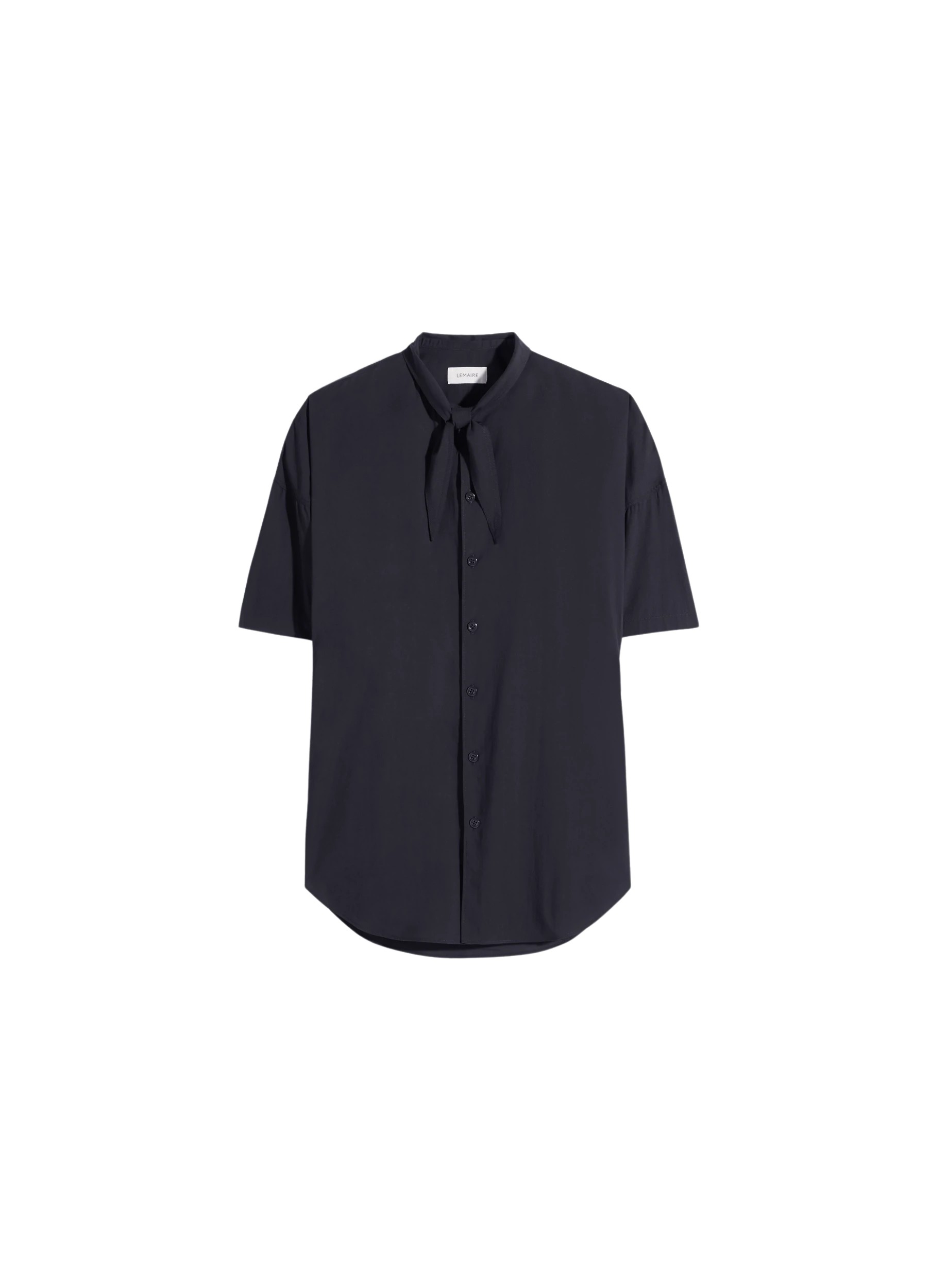 Lemaire Short Sleeve Shirt with Foulard in Washed Cotton Muslin