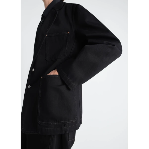 Lemaire Single Breasted Tailored Jacket in Denim, view 6