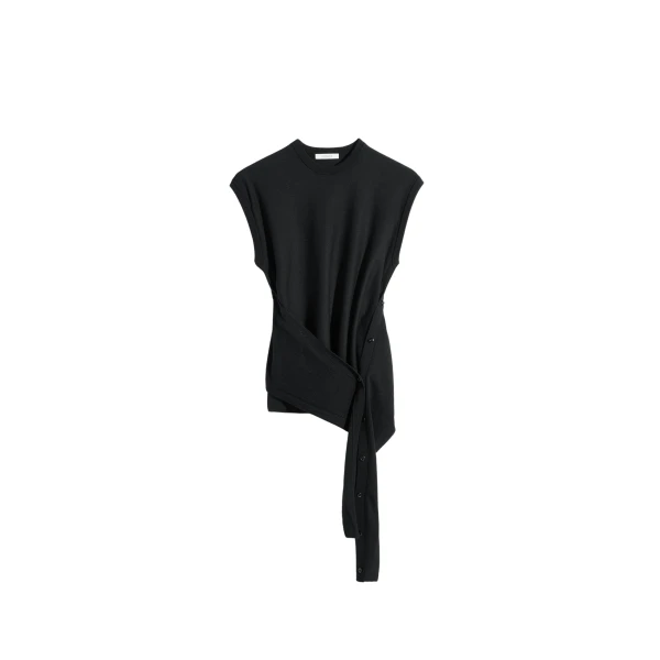 Lemaire Sleeveless Buttoned Top in Merino Blend - Tops - Parisian Minimalist Luxury at Coveti