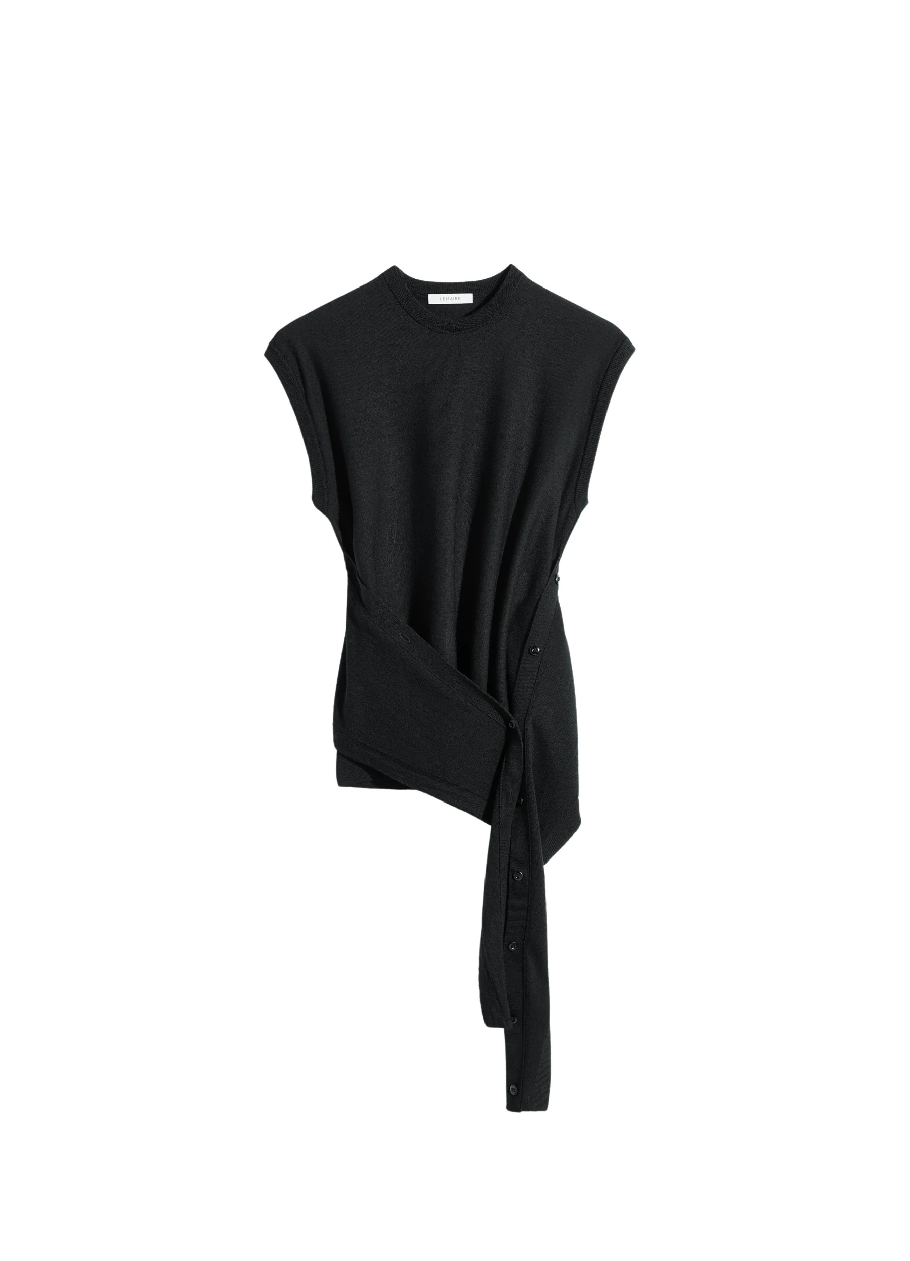 Lemaire-Sleeveless-Buttoned-Top-in-Merino-Blend-coveti-147442_nobg Lemaire Sleeveless Buttoned Top in Merino Blend - Tops - Parisian Minimalist Luxury at Coveti