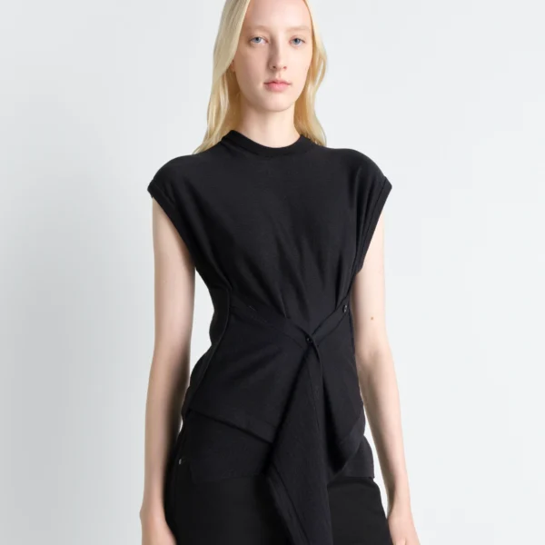 Lemaire Sleeveless Buttoned Top in Merino Blend - Tops - Parisian Minimalist Luxury at Coveti