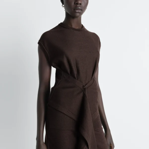 Lemaire Sleeveless Buttoned Top in Merino Blend - Tops - Parisian Minimalist Luxury at Coveti