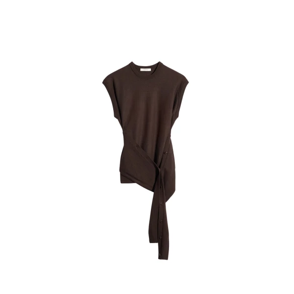 Lemaire Sleeveless Buttoned Top in Merino Blend - Tops - Parisian Minimalist Luxury at Coveti