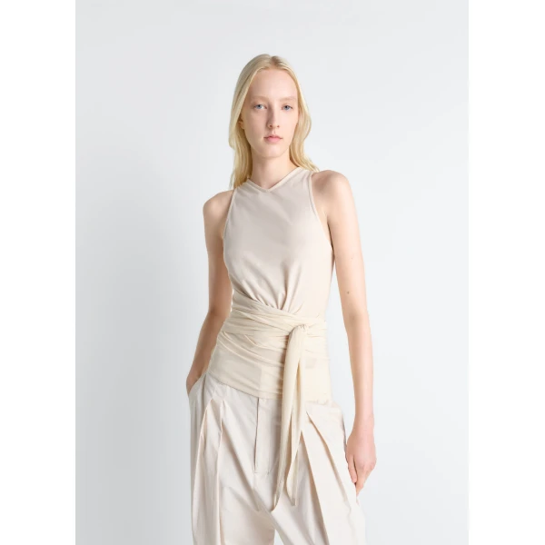 Lemaire Sleeveless Wrap Top in Viscose Crepe Jersey, view 3
