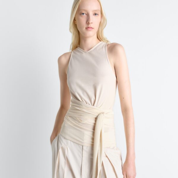 Lemaire Sleeveless Wrap Top in Viscose Crepe Jersey - Tops - Parisian Minimalist Luxury at Coveti