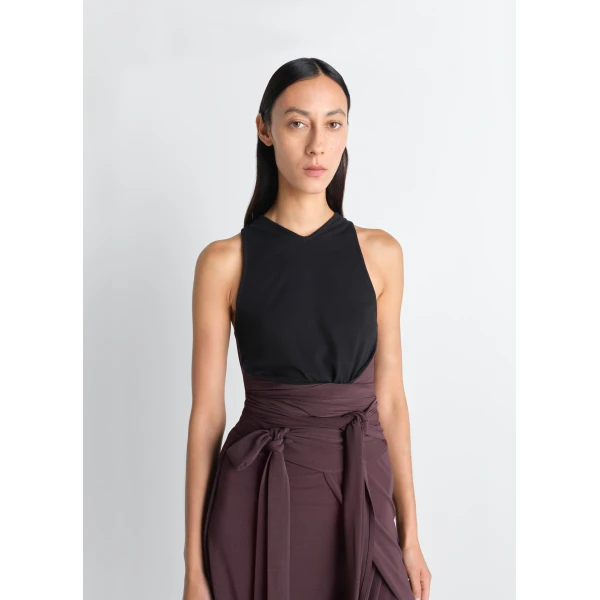 Lemaire Sleeveless Wrap Top in Viscose Crepe Jersey, view 4