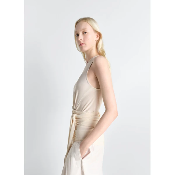Lemaire Sleeveless Wrap Top in Viscose Crepe Jersey, view 5