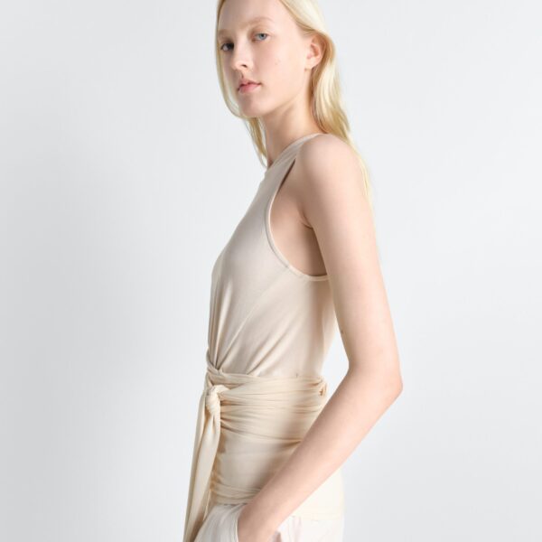 Lemaire Sleeveless Wrap Top in Viscose Crepe Jersey - Tops - Parisian Minimalist Luxury at Coveti