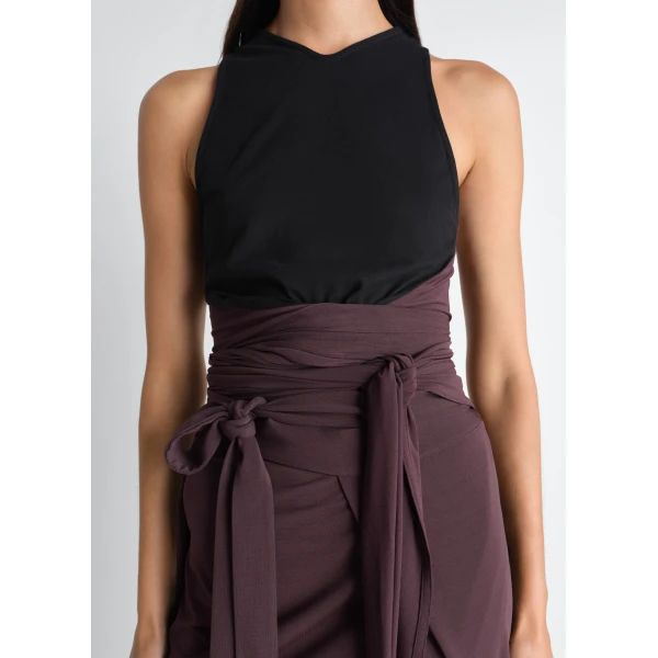 Lemaire Sleeveless Wrap Top in Viscose Crepe Jersey, view 6