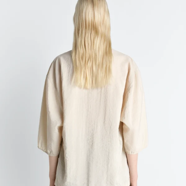 Lemaire Soft Collar Top in Dry Silk - Tops - Parisian Minimalist Luxury at Coveti