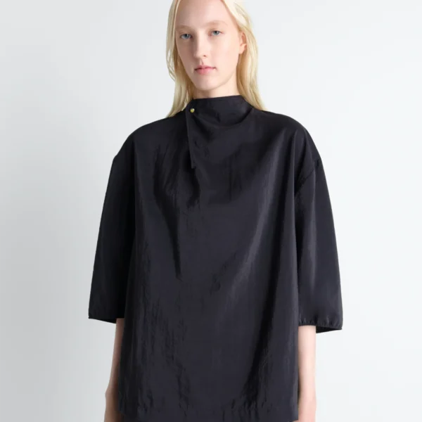 Lemaire Soft Collar Top in Dry Silk - Tops - Parisian Minimalist Luxury at Coveti