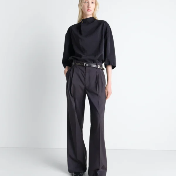 Lemaire Soft Collar Top in Dry Silk - Tops - Parisian Minimalist Luxury at Coveti
