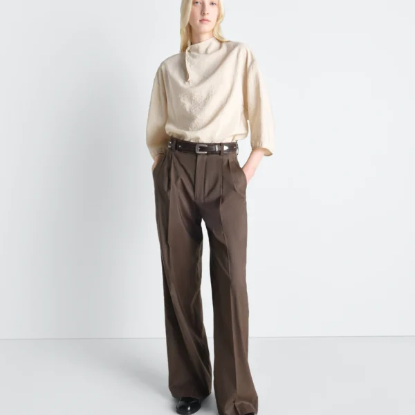 Lemaire Soft Collar Top in Dry Silk - Tops - Parisian Minimalist Luxury at Coveti