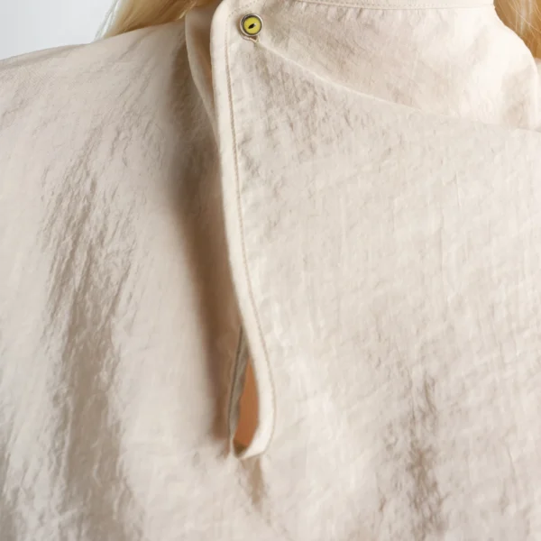 Lemaire Soft Collar Top in Dry Silk - Tops - Parisian Minimalist Luxury at Coveti