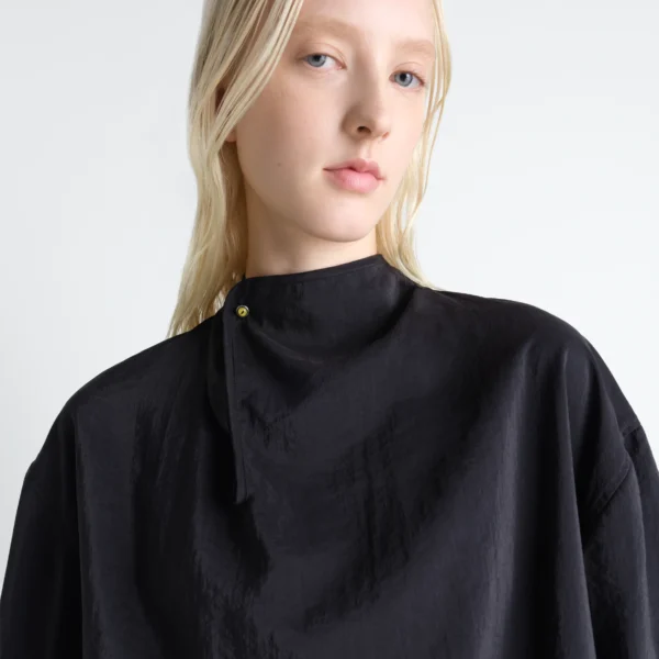 Lemaire Soft Collar Top in Dry Silk - Tops - Parisian Minimalist Luxury at Coveti