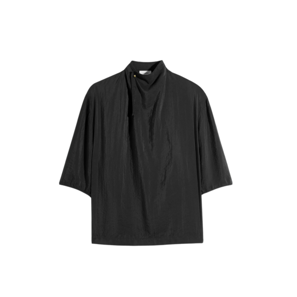 Lemaire Soft Collar Top in Dry Silk - Tops - Parisian Minimalist Luxury at Coveti