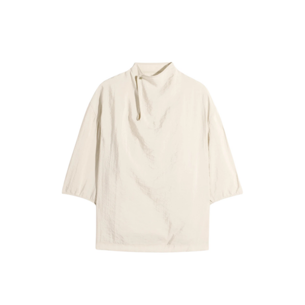 Lemaire Soft Collar Top in Dry Silk - Tops - Parisian Minimalist Luxury at Coveti