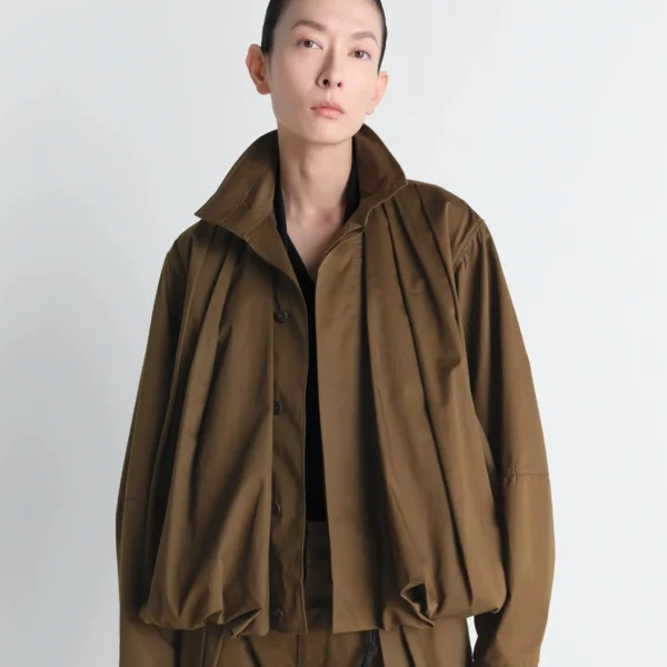 Lemaire Soft Pleated Blouson in Cotton Satin - Jackets - Parisian Minimalist Luxury at Coveti
