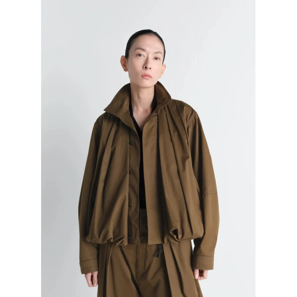 Lemaire Soft Pleated Blouson in Cotton Satin Jacket, view 3