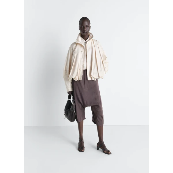 Lemaire Soft Pleated Blouson in Cotton Satin Jacket, view 4