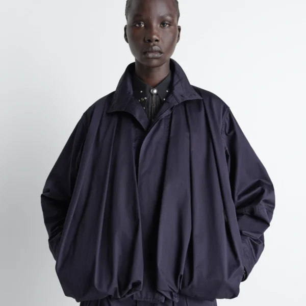 Lemaire Soft Pleated Blouson in Cotton Satin - Jackets - Parisian Minimalist Luxury at Coveti