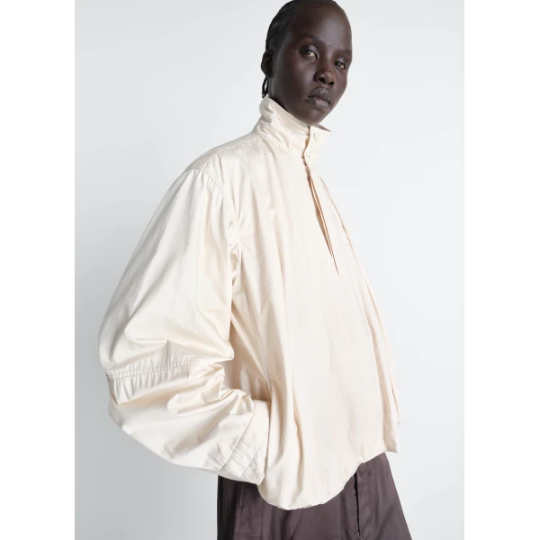 Lemaire Soft Pleated Blouson in Cotton Satin Jacket, view 5