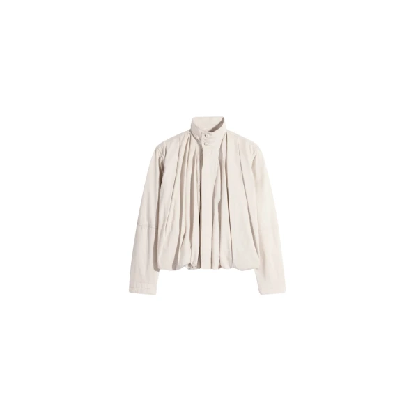 Soft Pleated Blouson in Cotton Satin