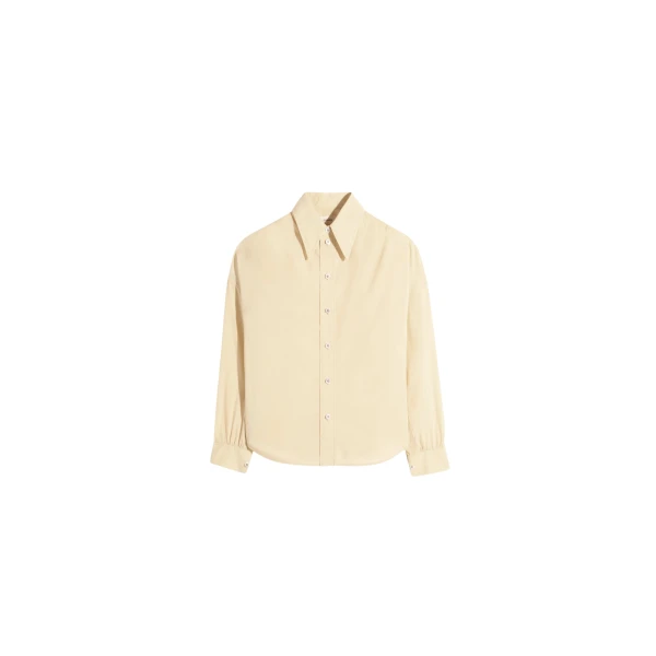 Lemaire Soft Pointed Collar Shirt in Washed Cotton Muslin - Tops - Parisian Minimalist Luxury at Coveti