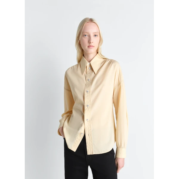 Lemaire Soft Pointed Collar Shirt in Washed Cotton Muslin, view 2