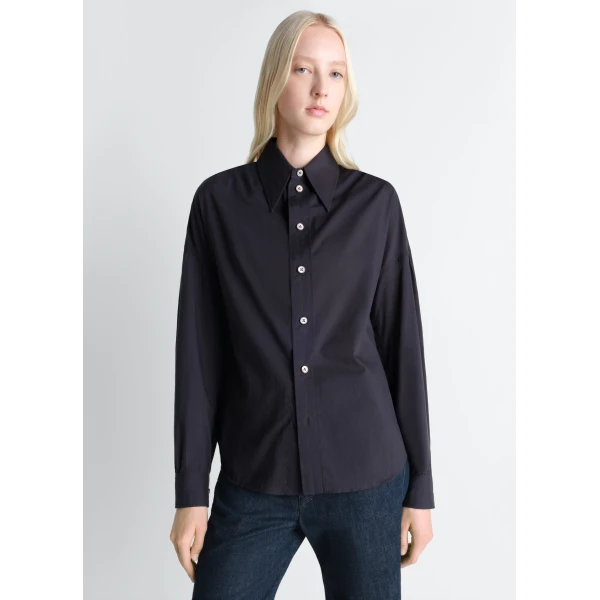 Lemaire Soft Pointed Collar Shirt in Washed Cotton Muslin, view 2