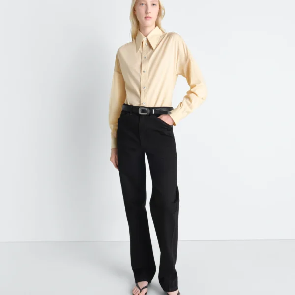 Lemaire Soft Pointed Collar Shirt in Washed Cotton Muslin - Tops - Parisian Minimalist Luxury at Coveti
