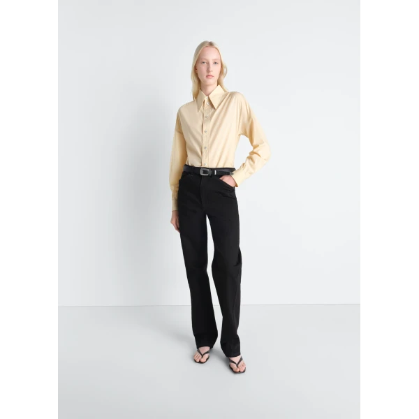 Lemaire Soft Pointed Collar Shirt in Washed Cotton Muslin, view 3